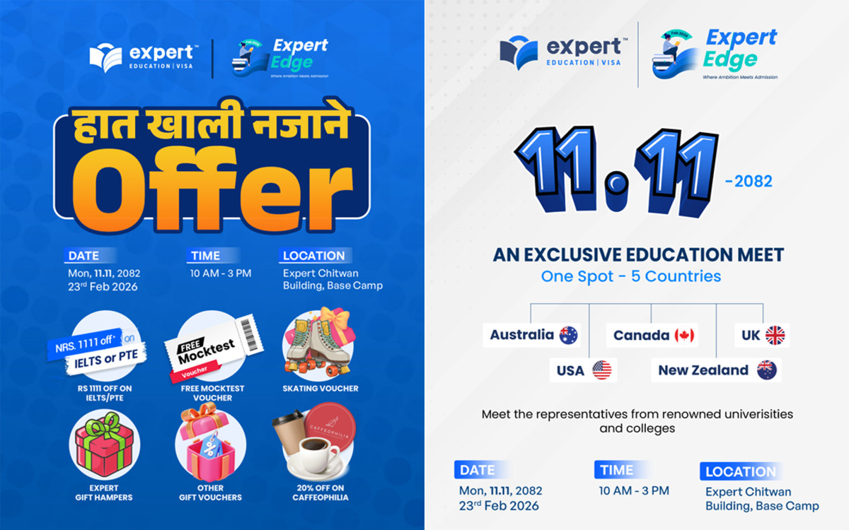 एक्सपर्ट चितवनमा भोलि सोमबार एजुकेसन फेयर गरिँदै