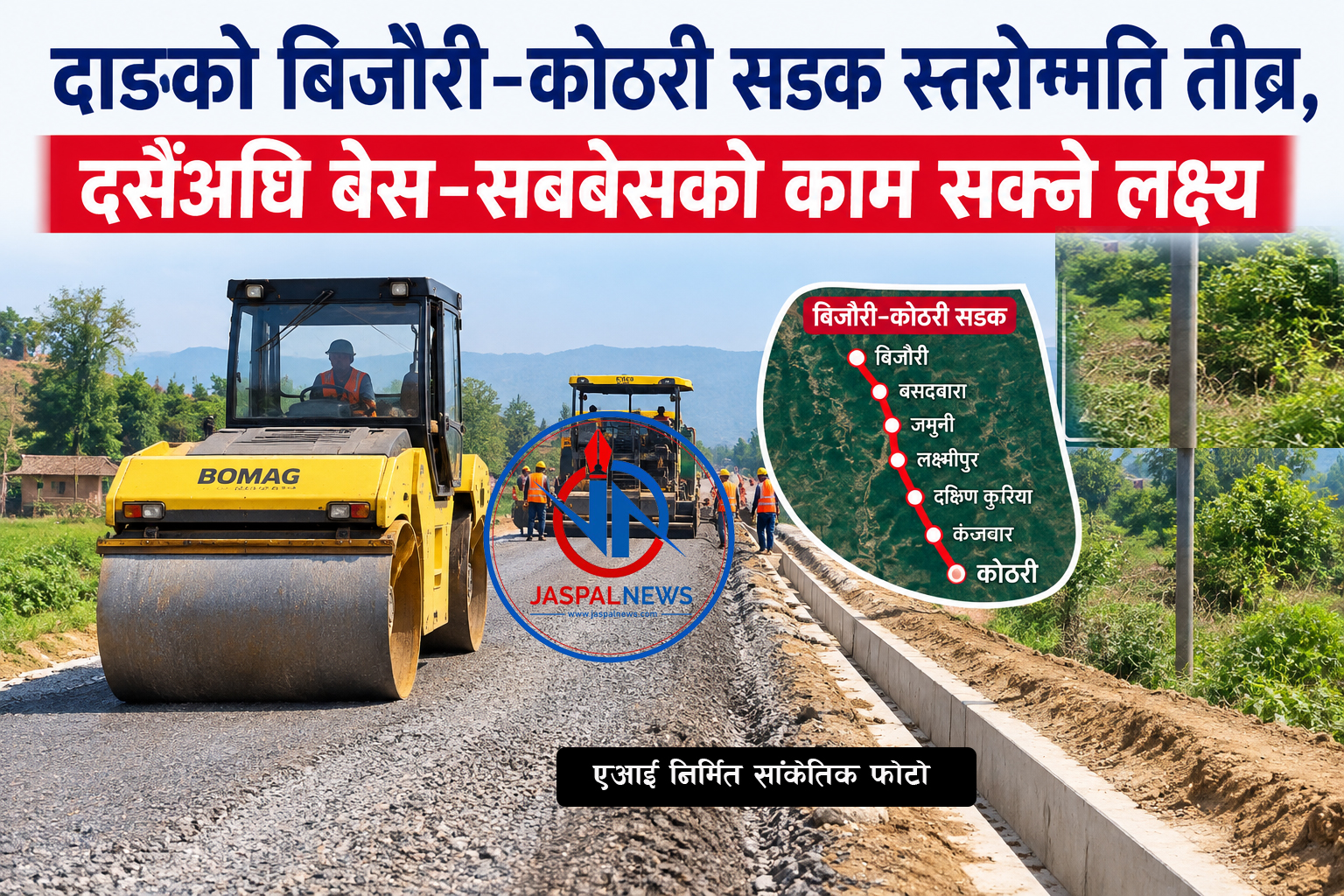 दाङको बिजौरी–कोठरी सडक स्तरोन्नति तीव्र, दसैँअघि बेस–सबबेसको काम सक्ने लक्ष्य
